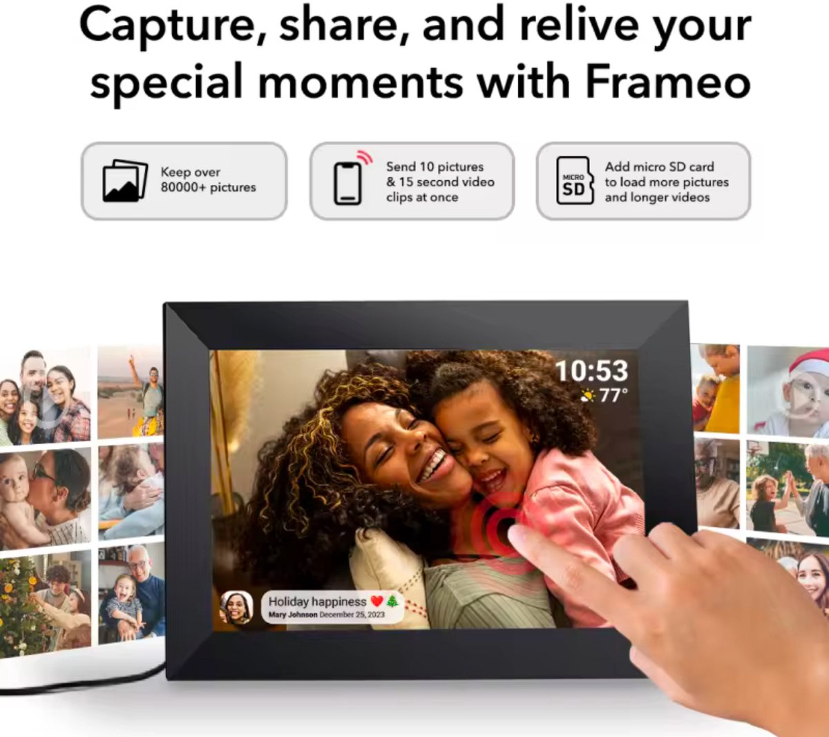 Digitale fotolijst 10 inch – Wifi fotokader met Frameo app