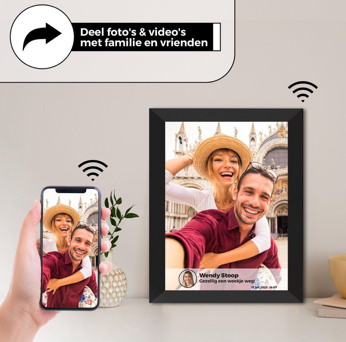 Frameo op wifi in woonkamer