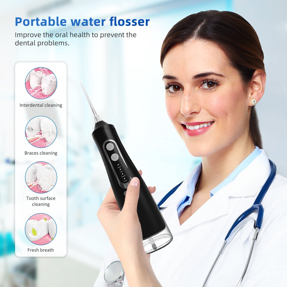 Waterflosser Draadloos - Elektrische Tandenflosser- Monddouche - Mondverzorging - Flosapparaten - Tongreiniger