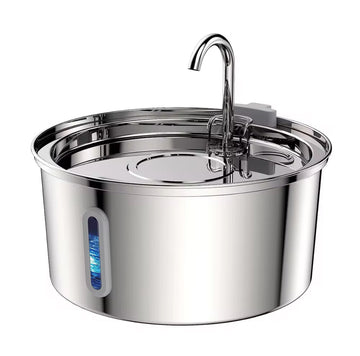 Drinkfontein Kat - 3.2 L - RVS - Waterfontein met Venster - Zilver