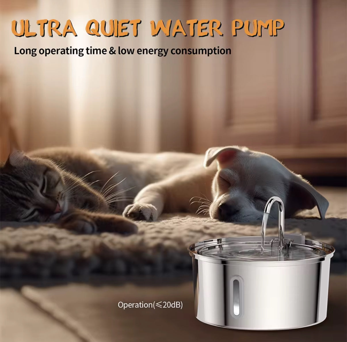 Drinkfontein Kat - 3.2 L - RVS - Waterfontein met Venster - Zilver